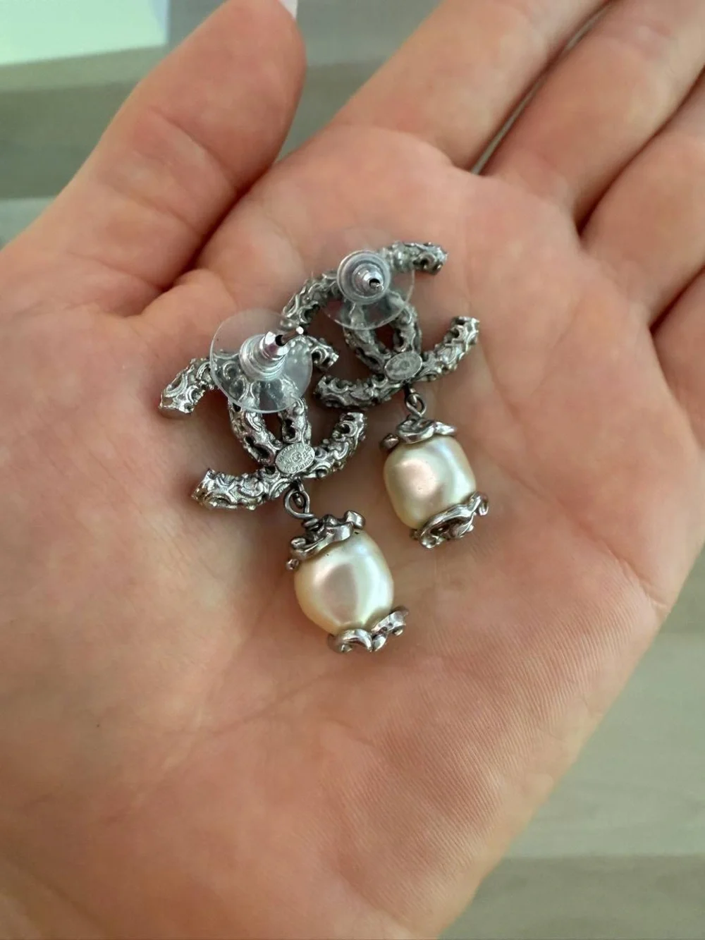 CHANEL pearl earrings